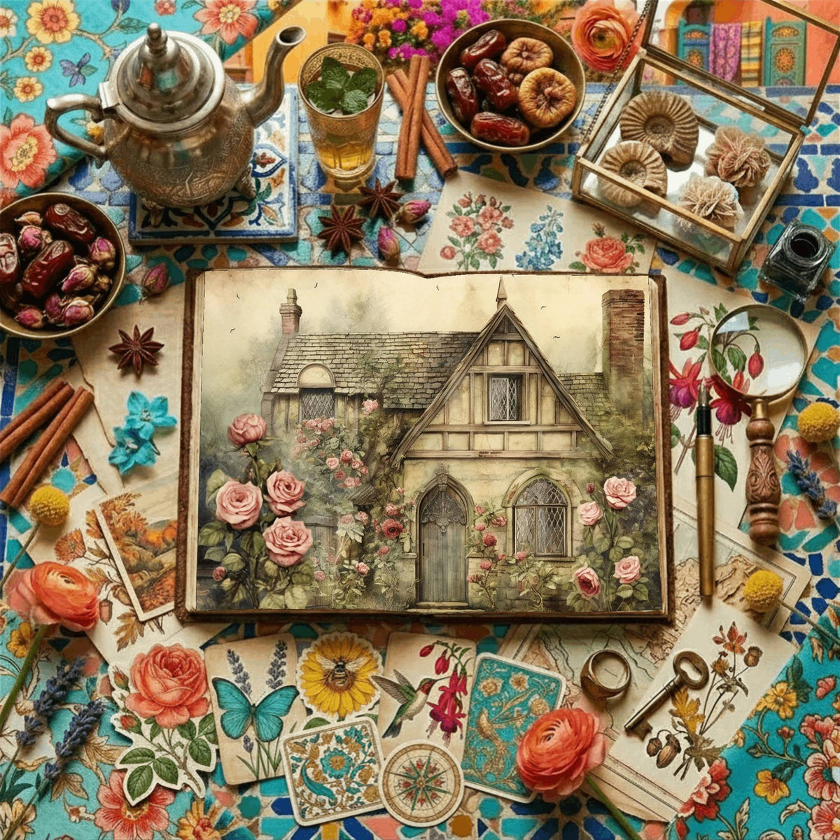 Victorian Garden printable junk journal paper, page preview 5