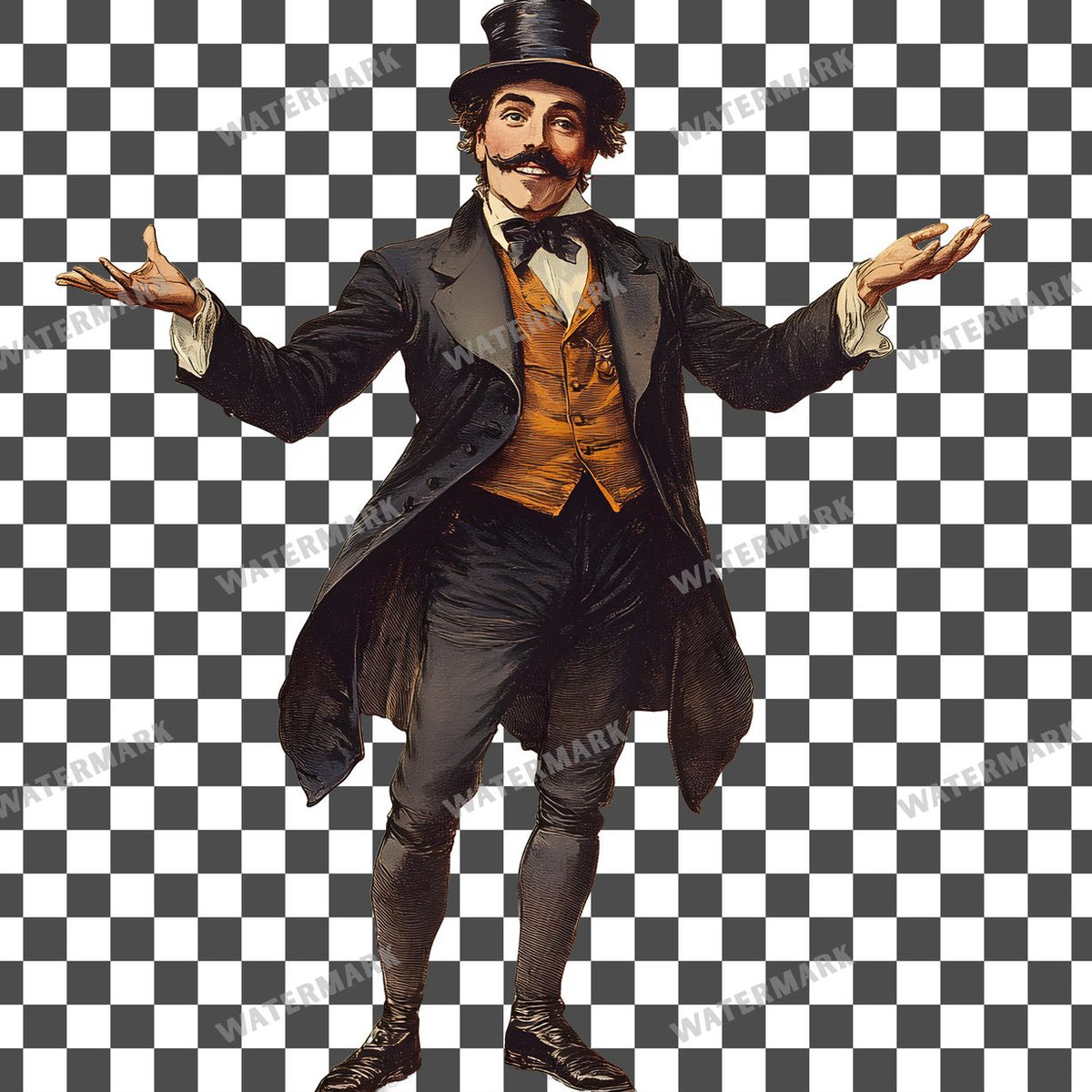 Victorian Man Vintage Style Clipart Pngs