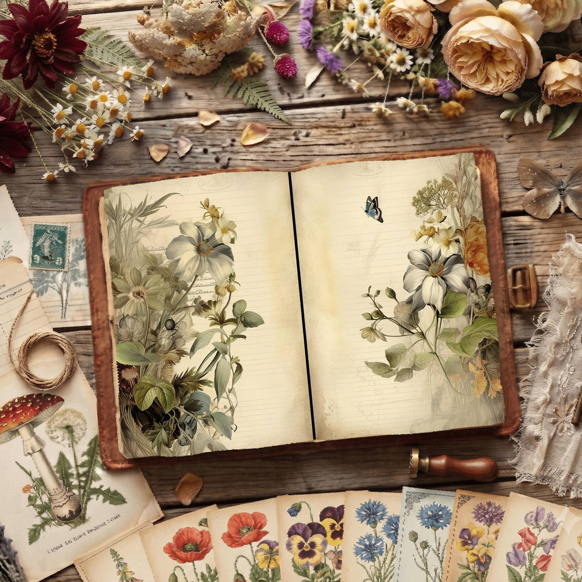 Vintage Botanical Digital Papers