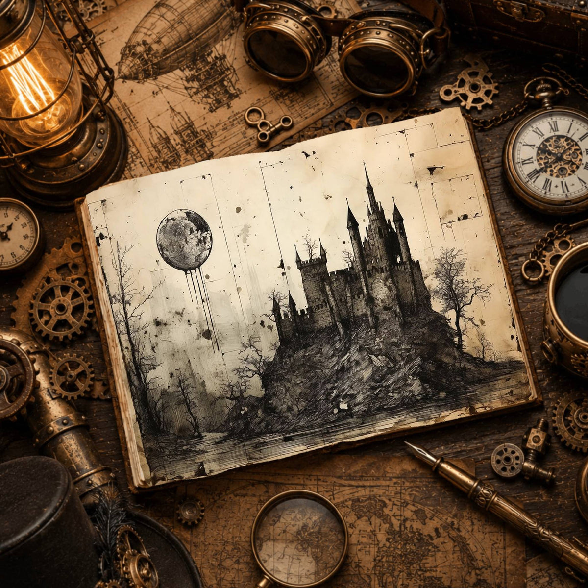 Vintage Castle Digital Papers