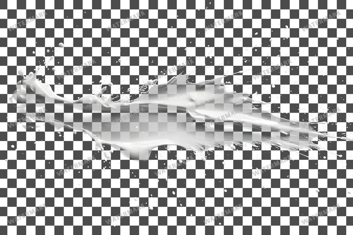 White Paint Splatter Abstract Splashes PNG overlay on a transparent checkered background, preview 5