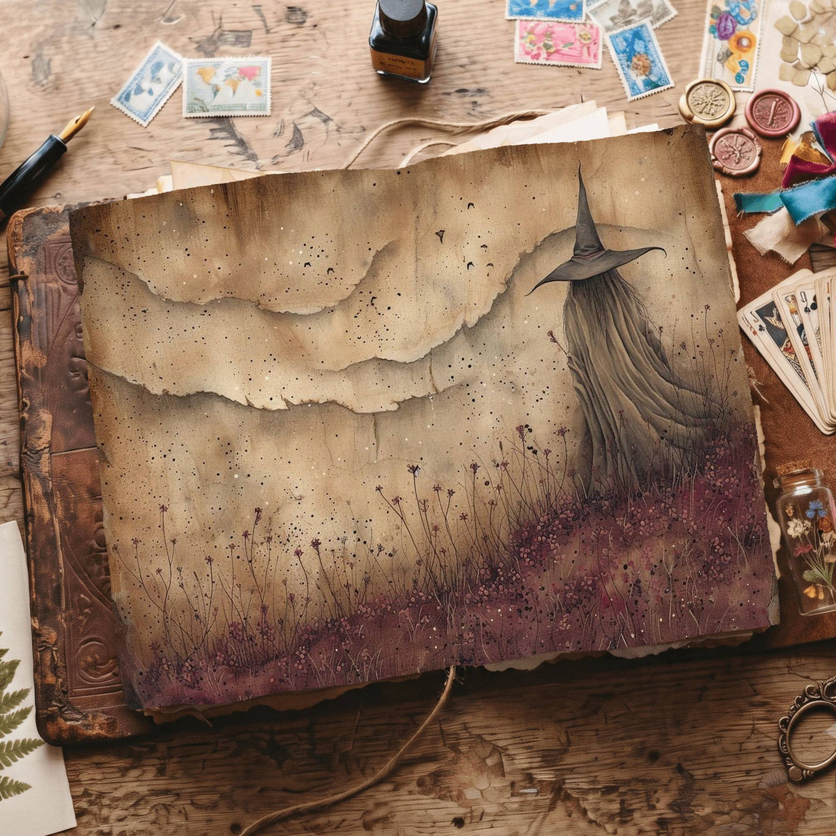 Witch printable junk journal paper, page preview 5
