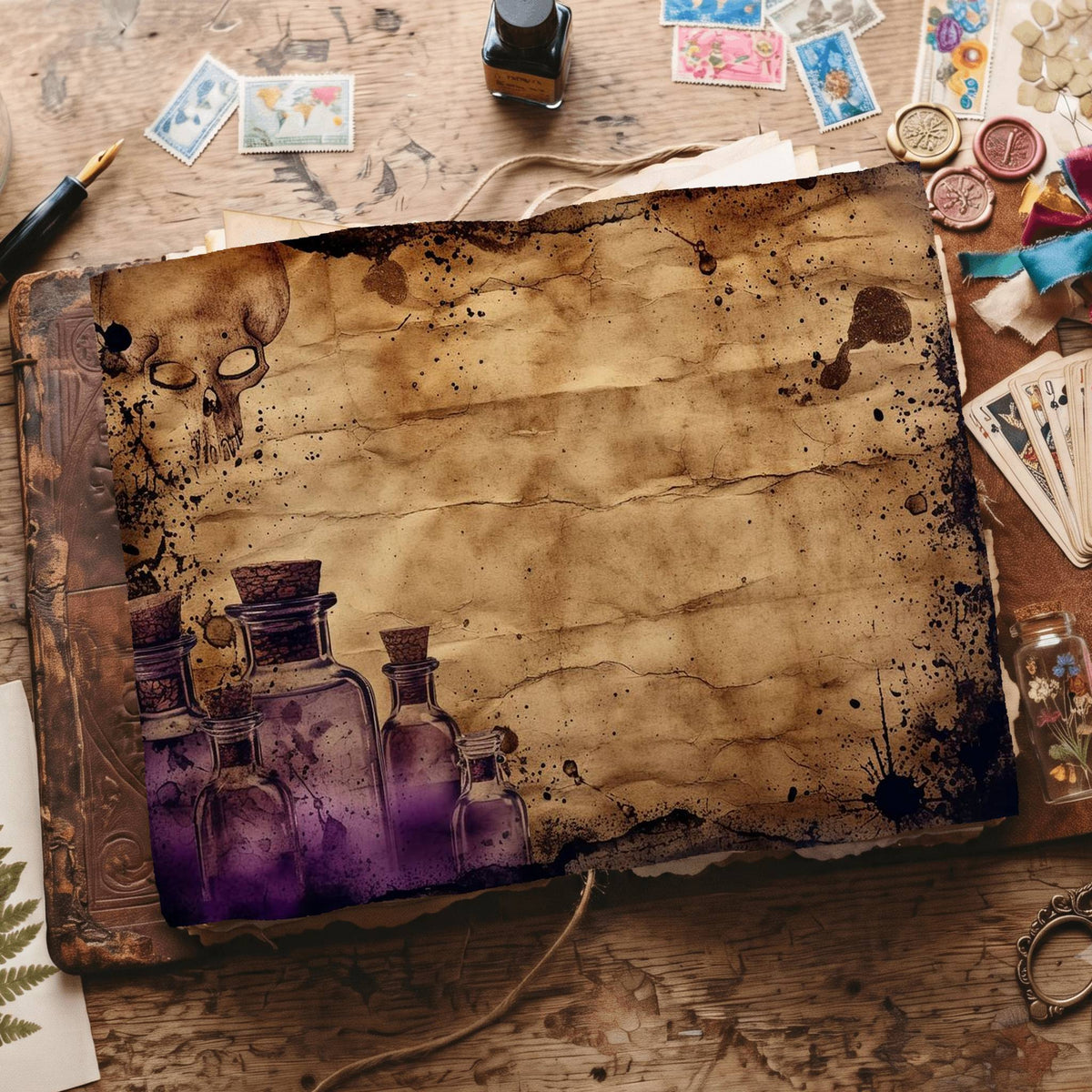 Witch printable junk journal paper, page preview 5