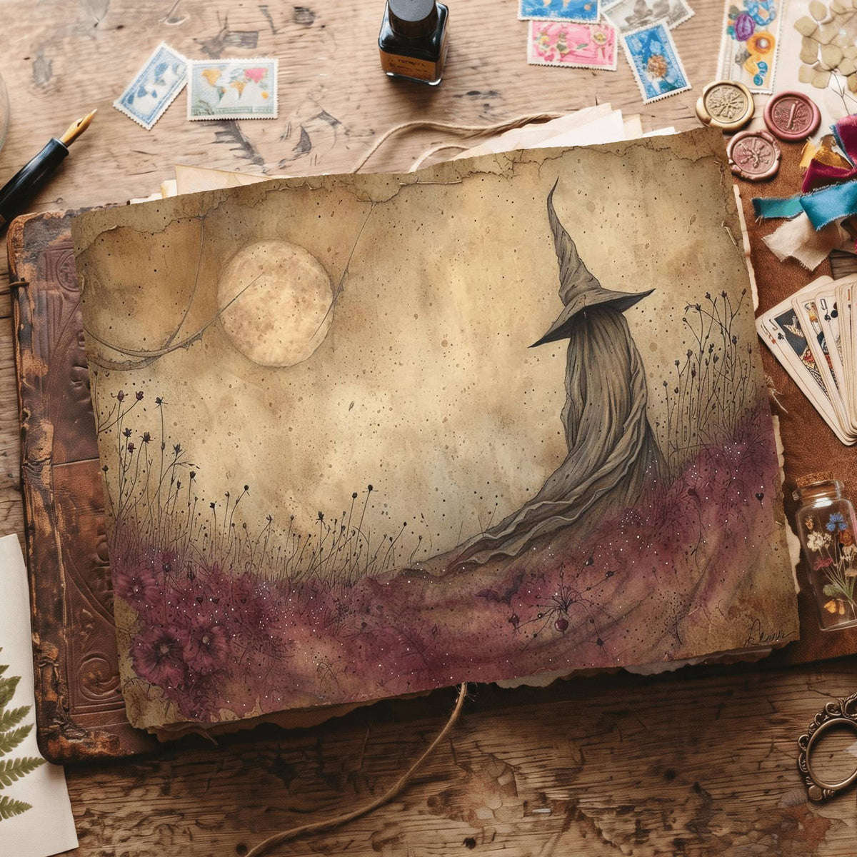 Witch printable junk journal paper, page preview 5