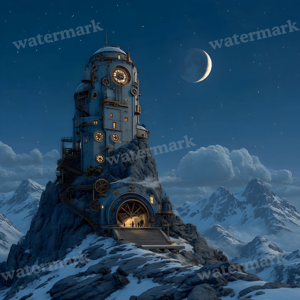 Wizardsteampunk Mountain Tower Backdrop Images