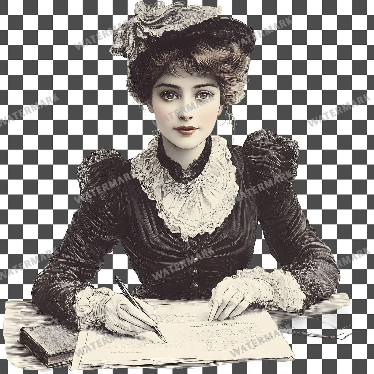 Woman Writer Vintage Style Clipart Pngs