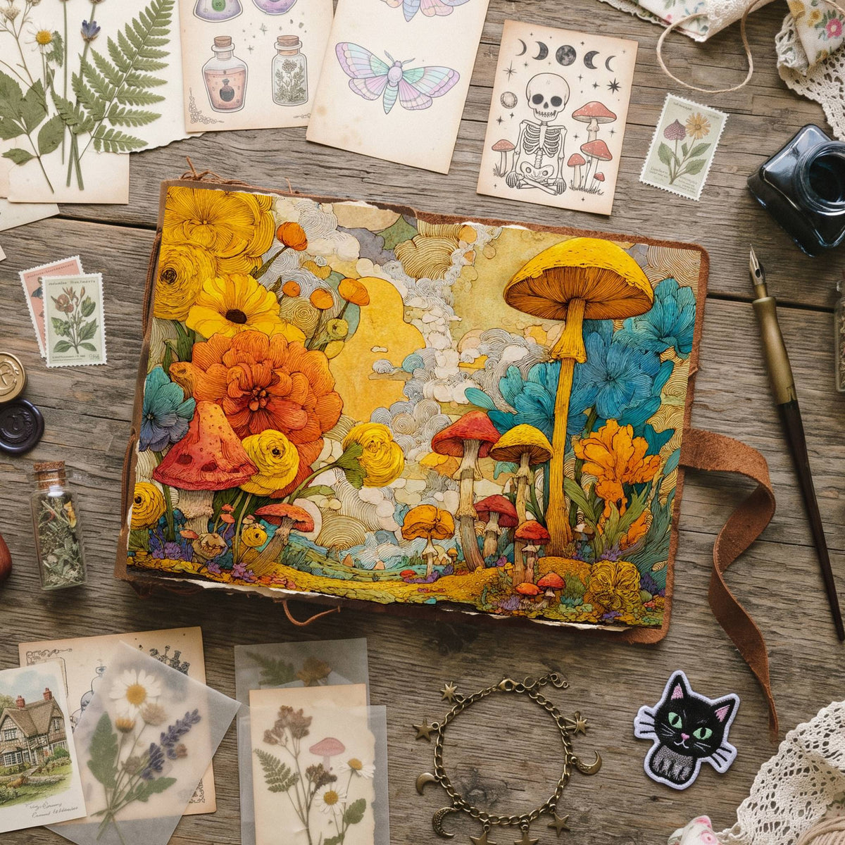 Wonderland Mushrooms Whimsical Digital Papers