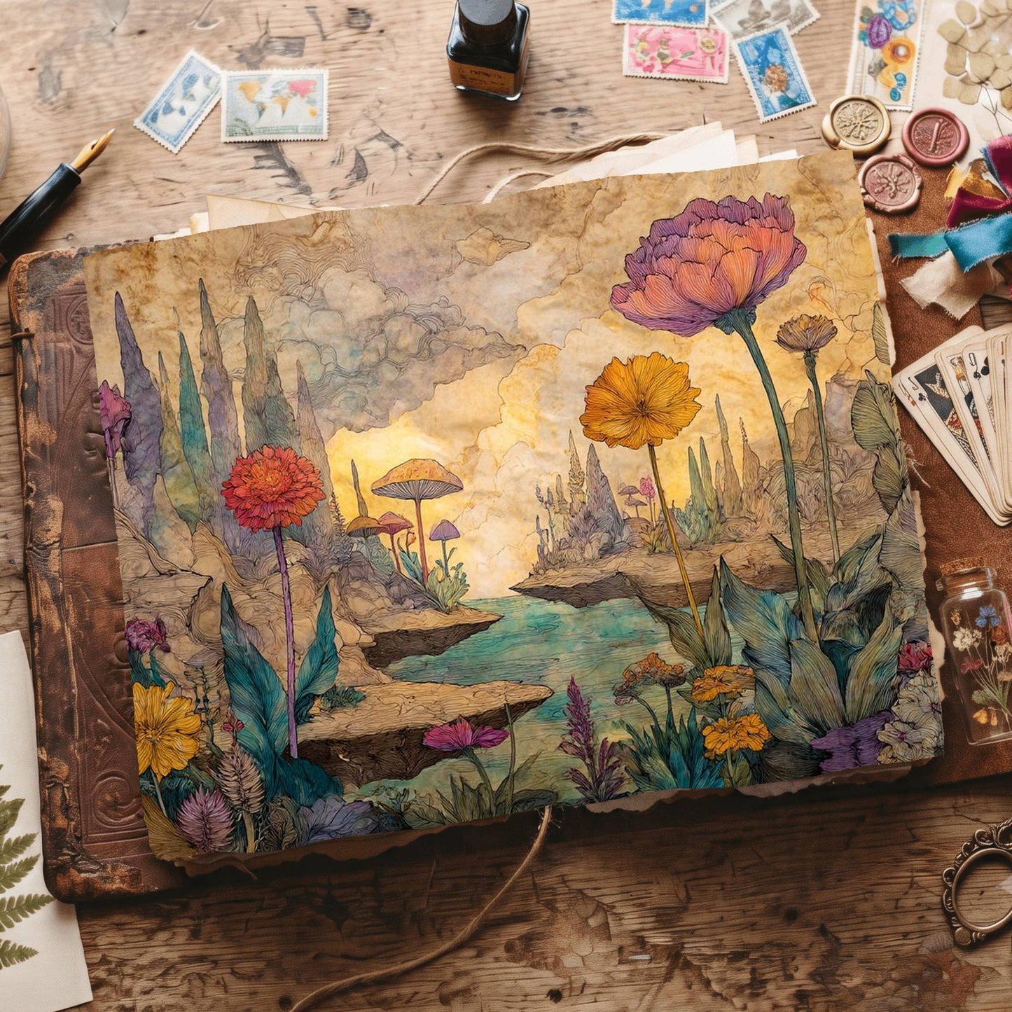 Wonderland Whimsical Landscape Digital Papers