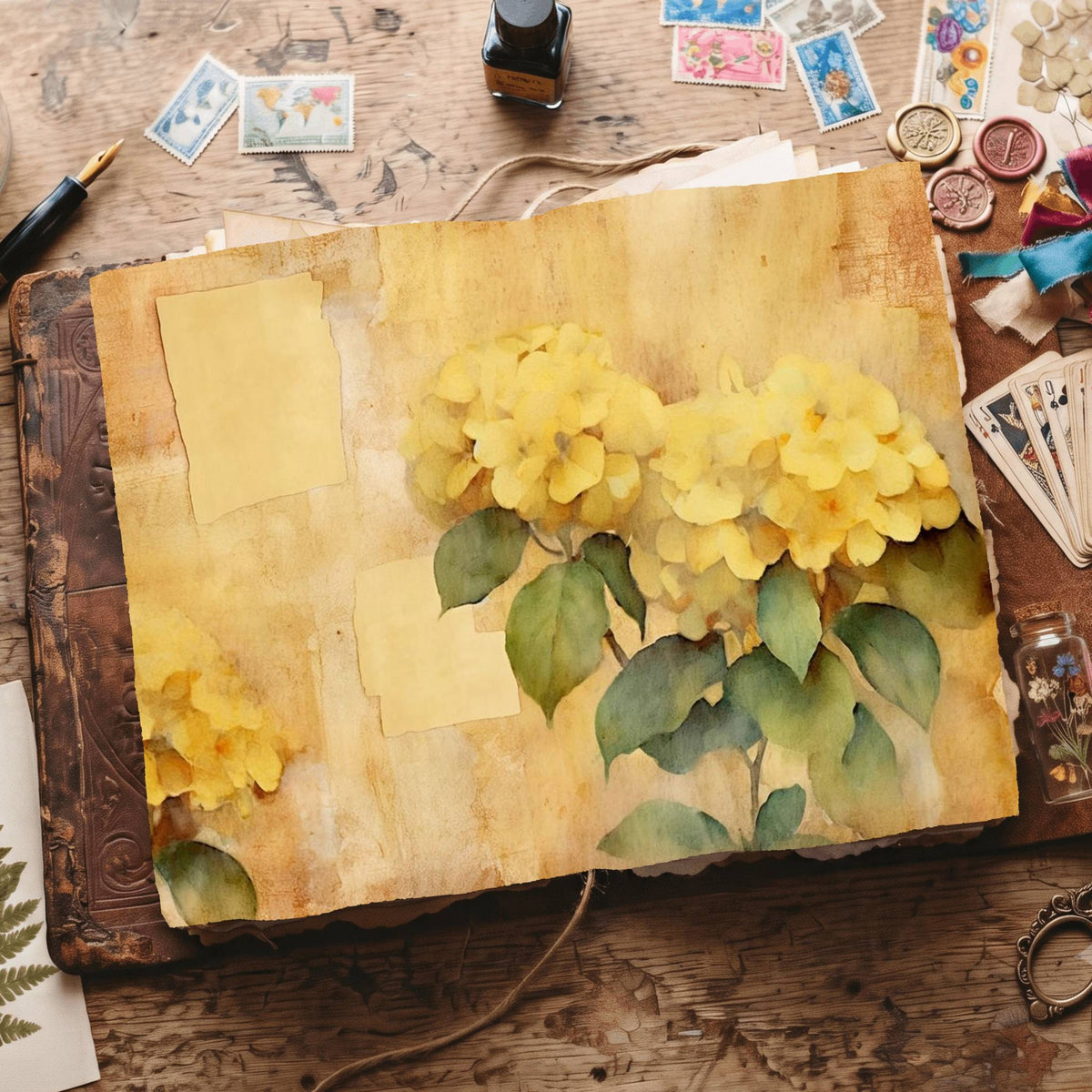 Yellow Hydrangea Digital Papers