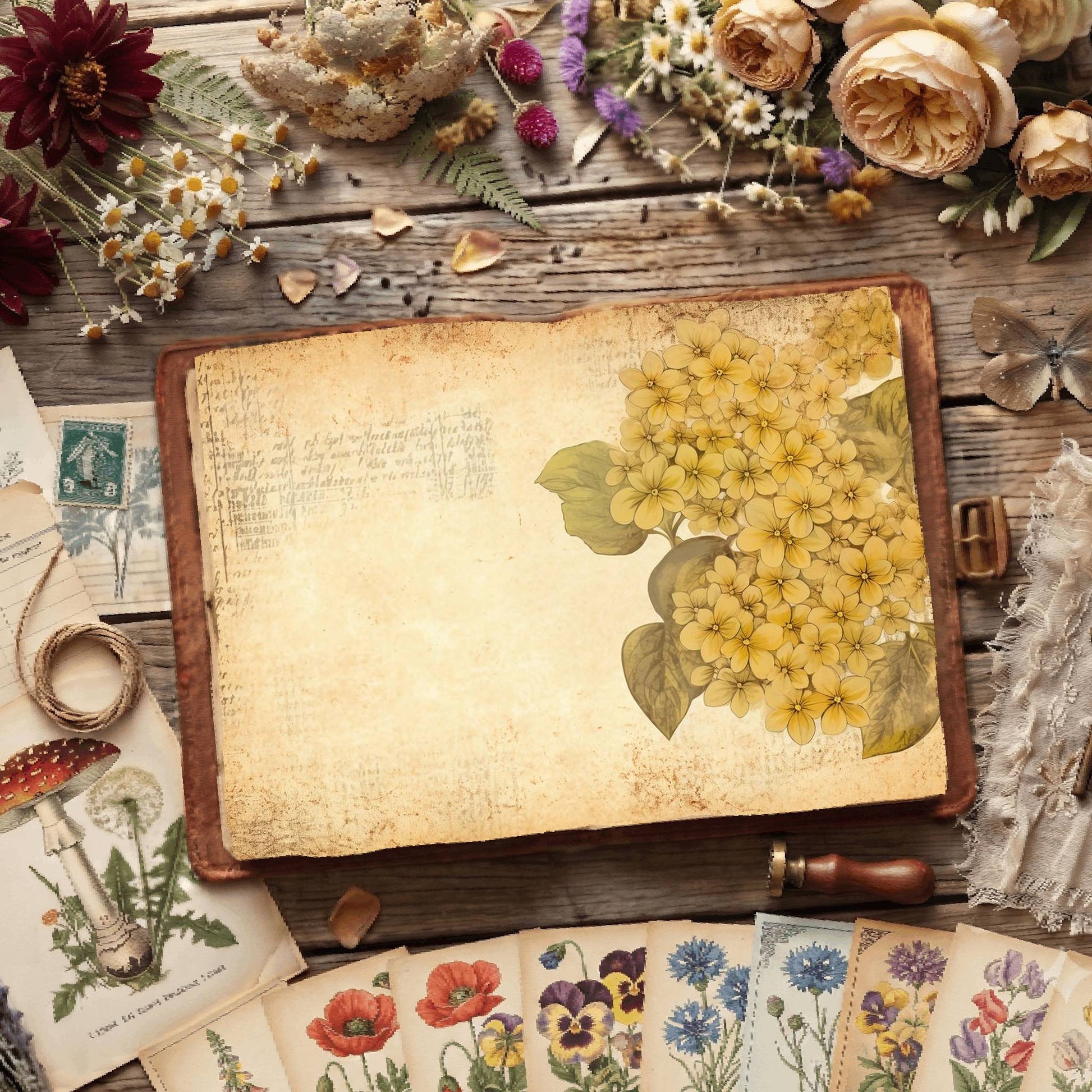 Yellow Hydrangea Digital Papers