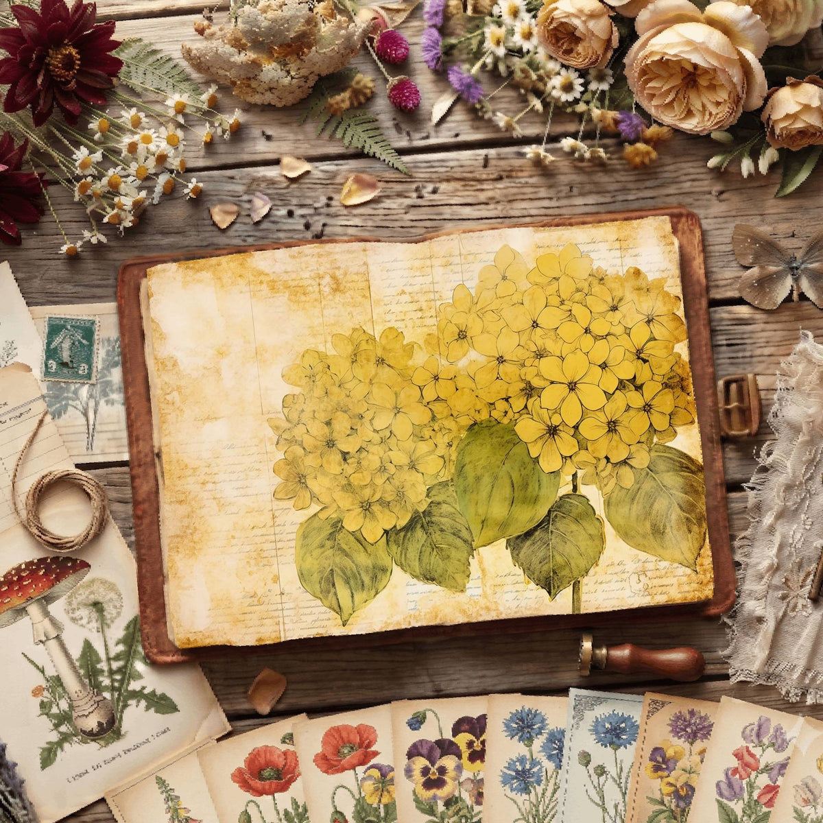 Yellow Hydrangea Digital Papers