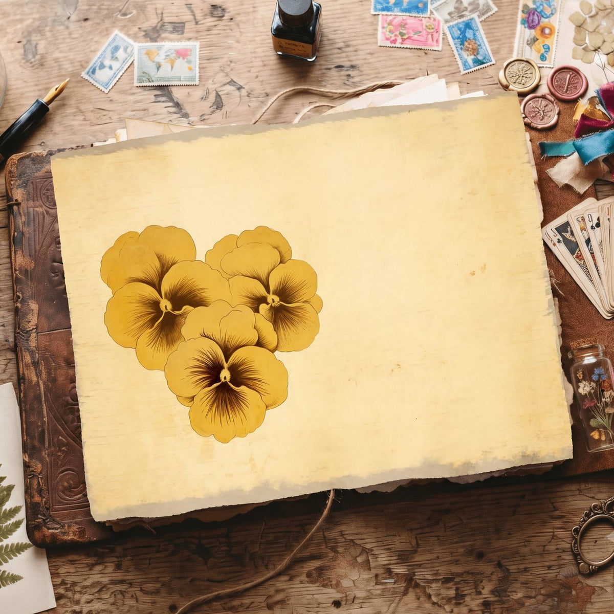 Yellow Pansies Digital Papers