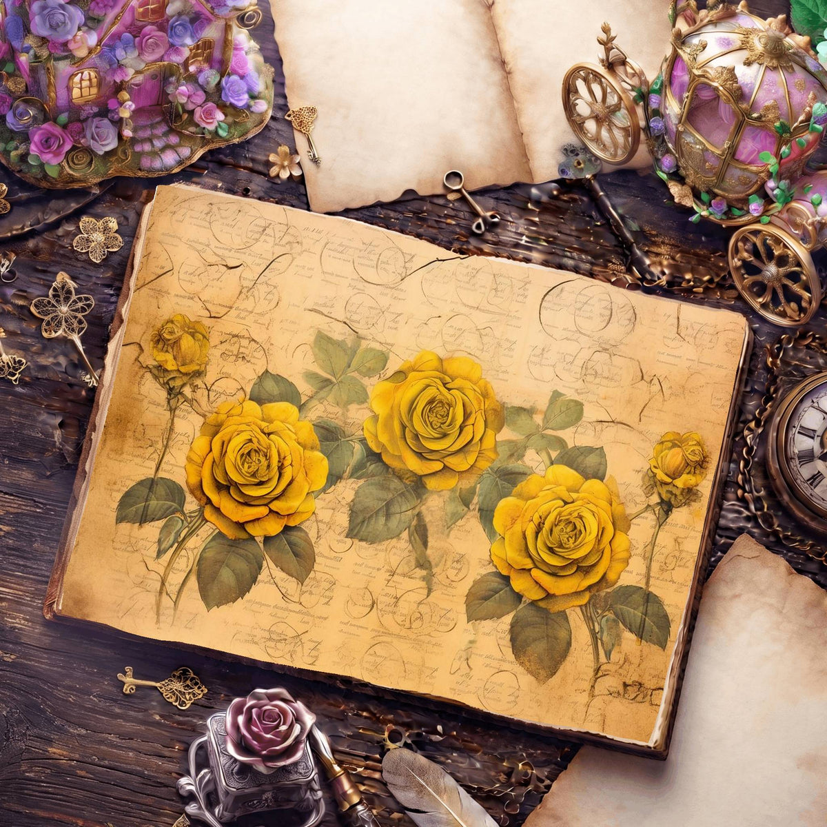 Yellow Roses Digital Papers