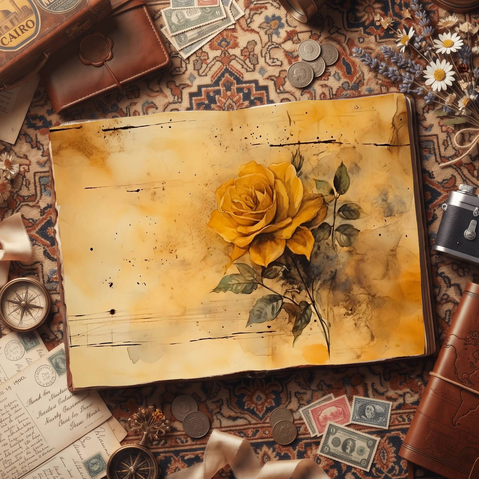 Yellow Roses Digital Papers