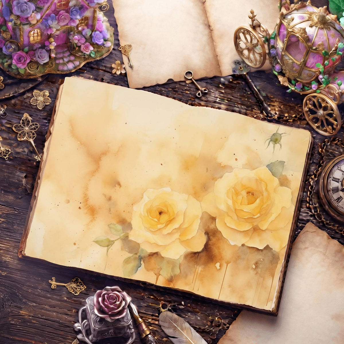 Yellow Roses Digital Papers