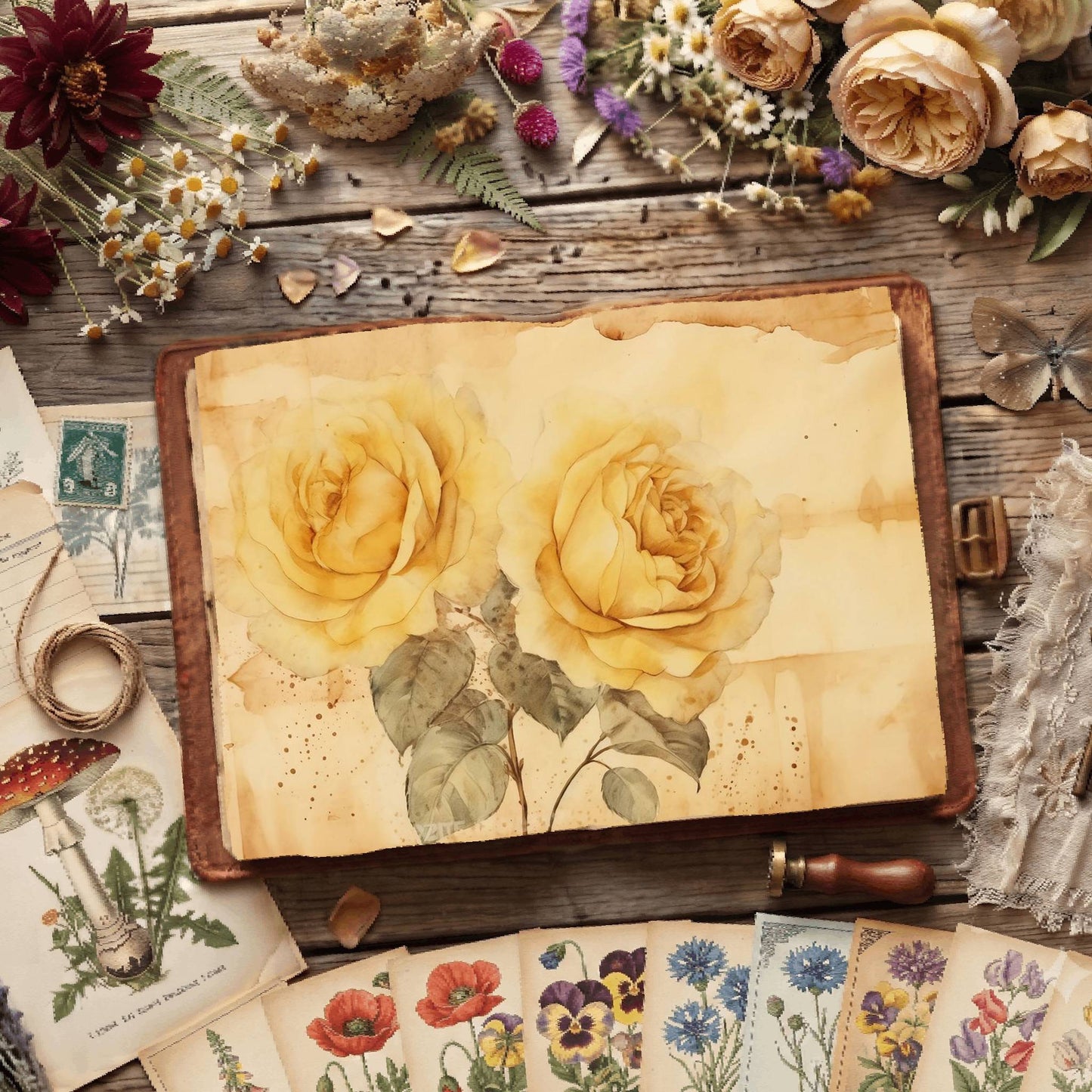 Yellow Roses Digital Papers