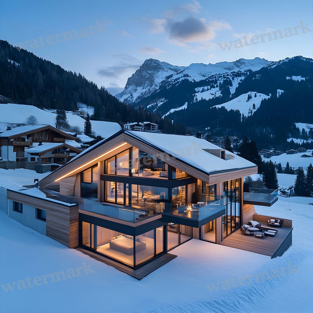 Alpine Ski Chalet Backdrop Images