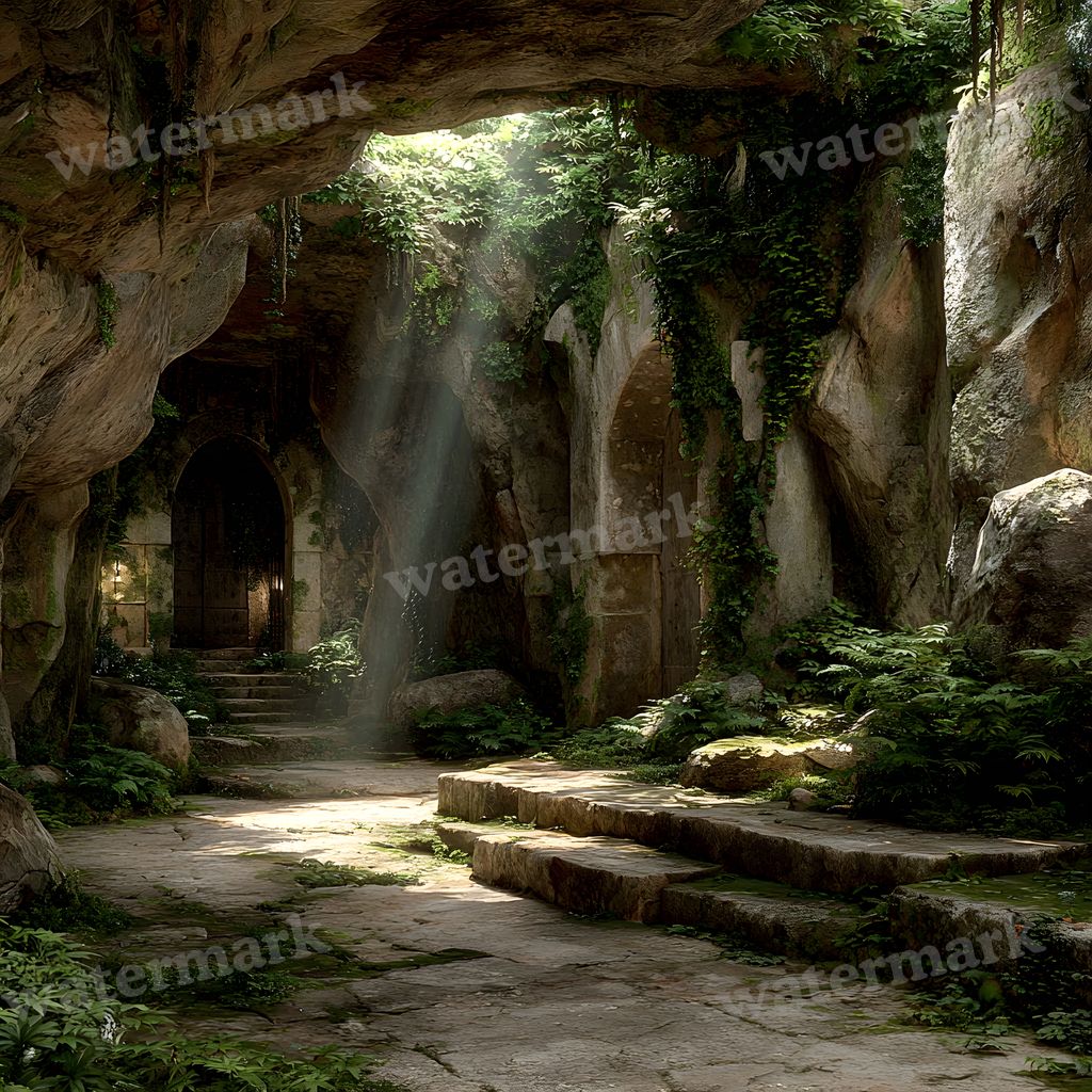 Ancient Stone Platform Cave Backdrop Images