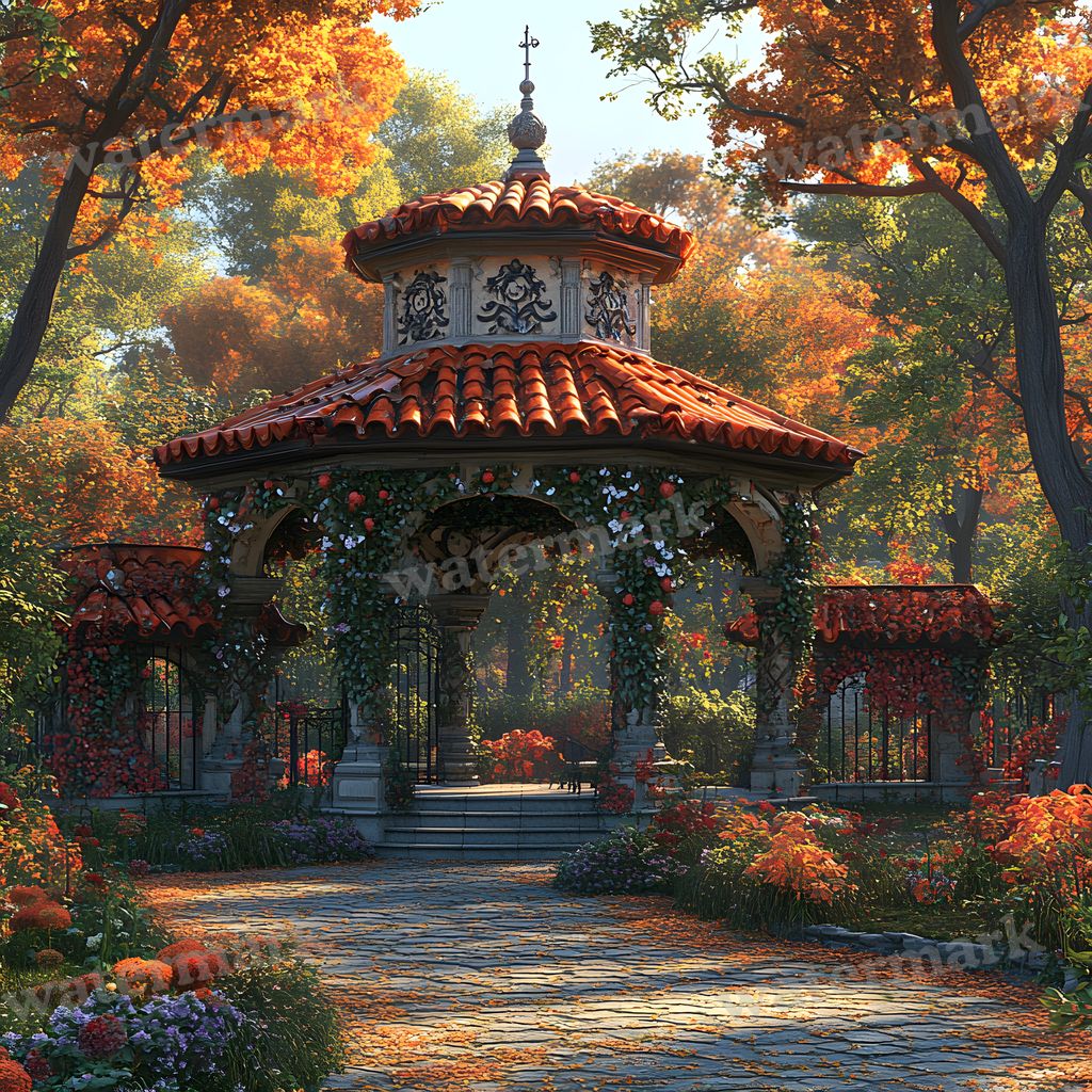 Baroque Garden digital photo backdrop for photo editing, preview 5