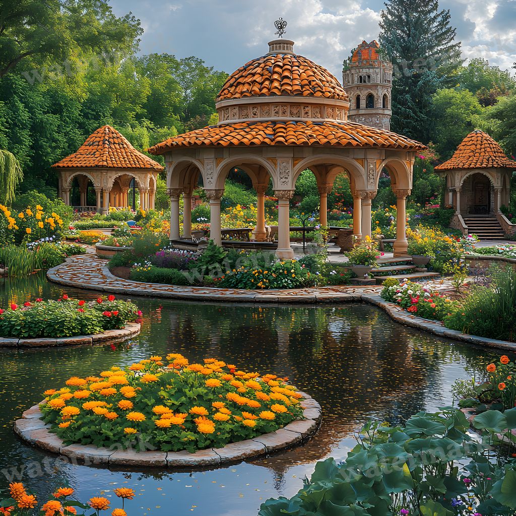 Baroque Garden digital photo backdrop for photo editing, preview 5