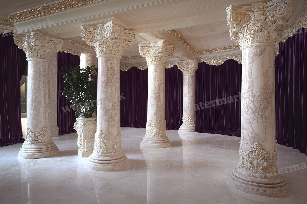 Baroque Marble Columns digital photo backdrop for photo editing, preview 5