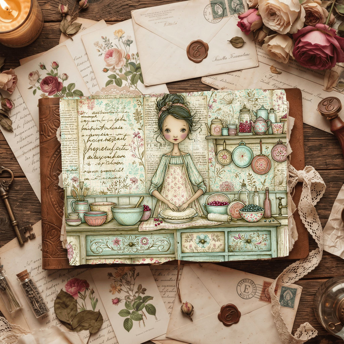 Cozy Berry Pie Kitchen Illustration