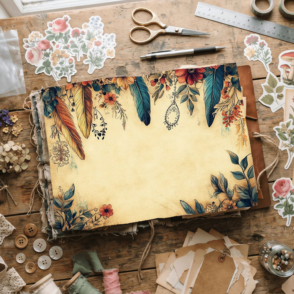 Dreamy Aged Vintage Printable Paper