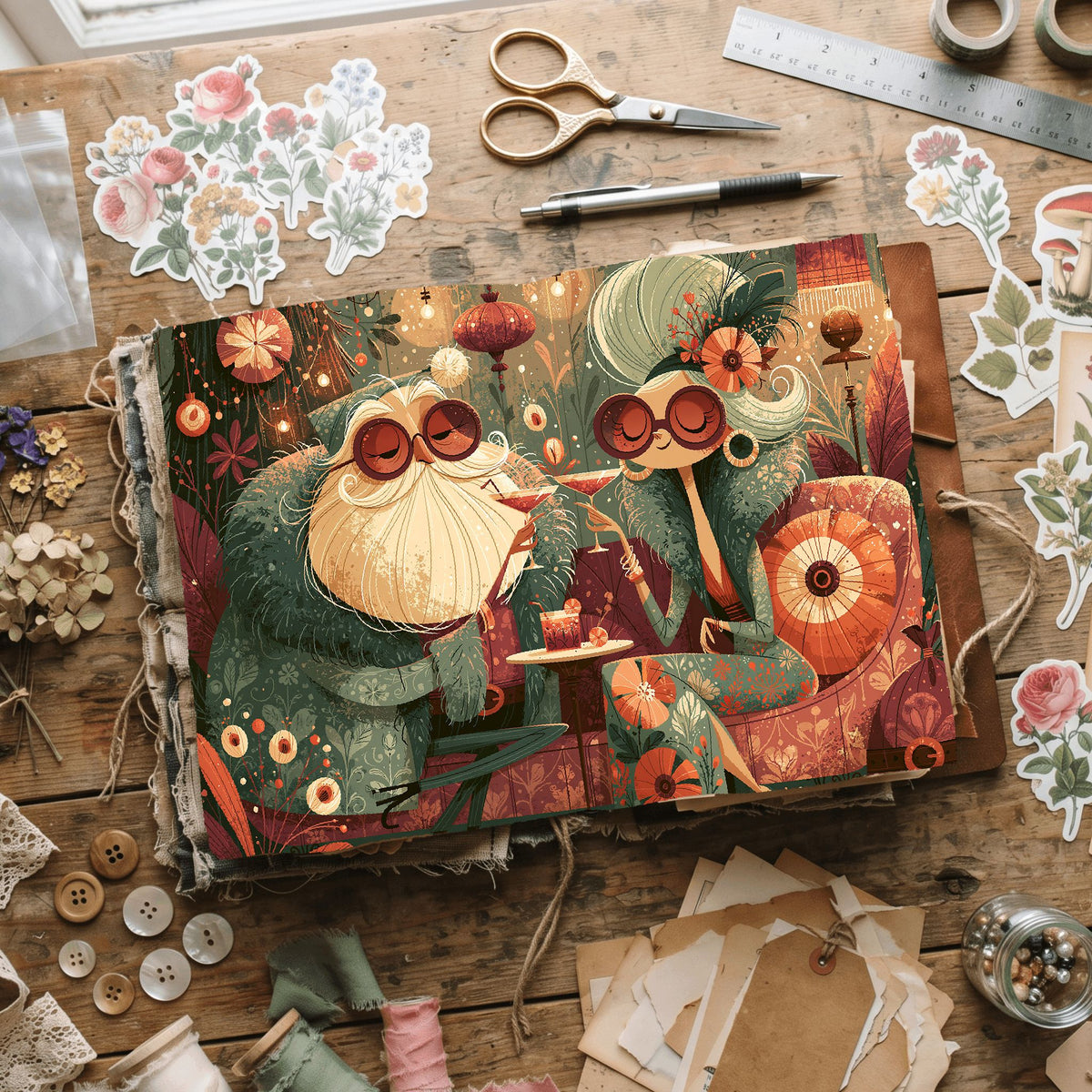 Groovy Vintage Santa Christmas Art