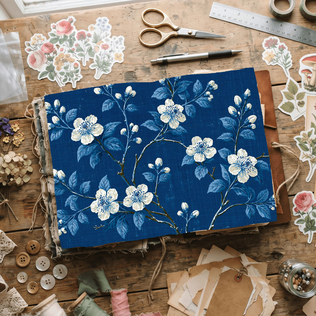 Indigo Floral Textile Pattern