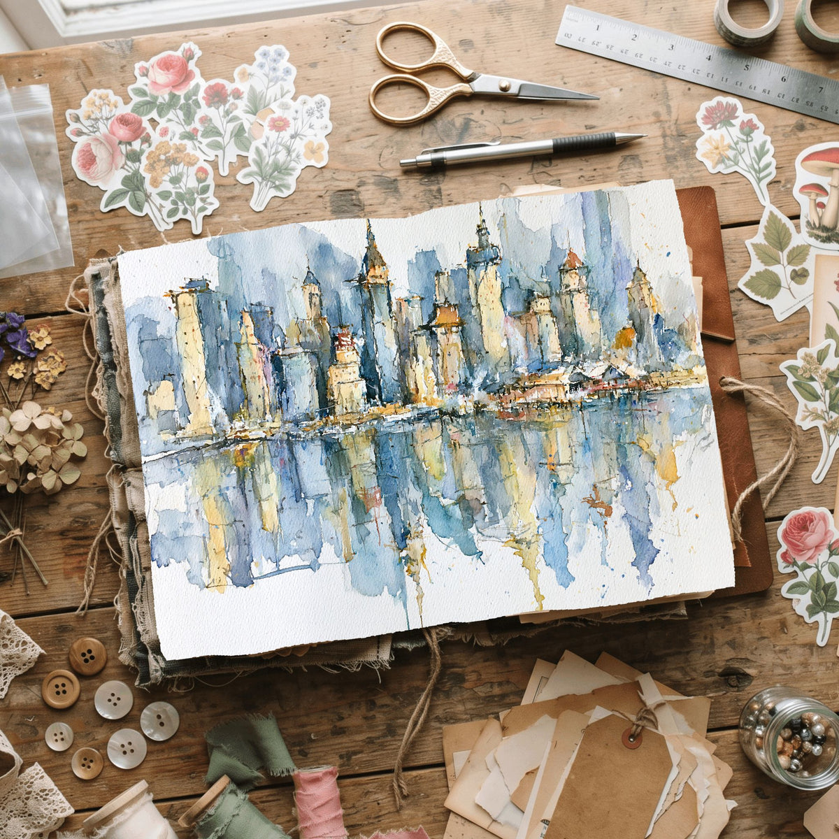 Minimalist Japanese New York Watercolor