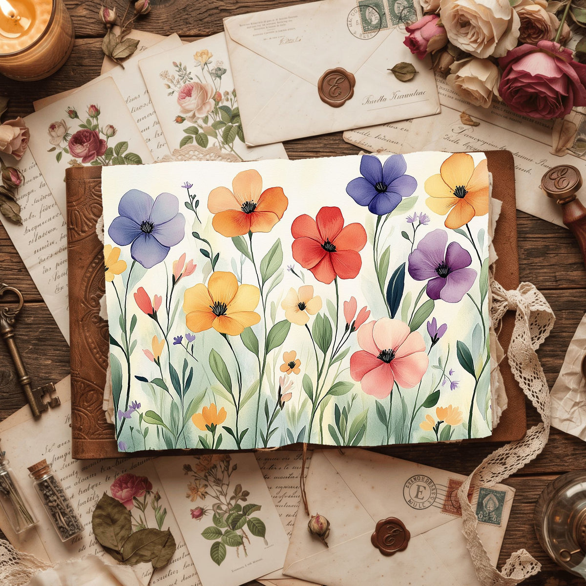 Pastel Botanical Floral Bloom Paper