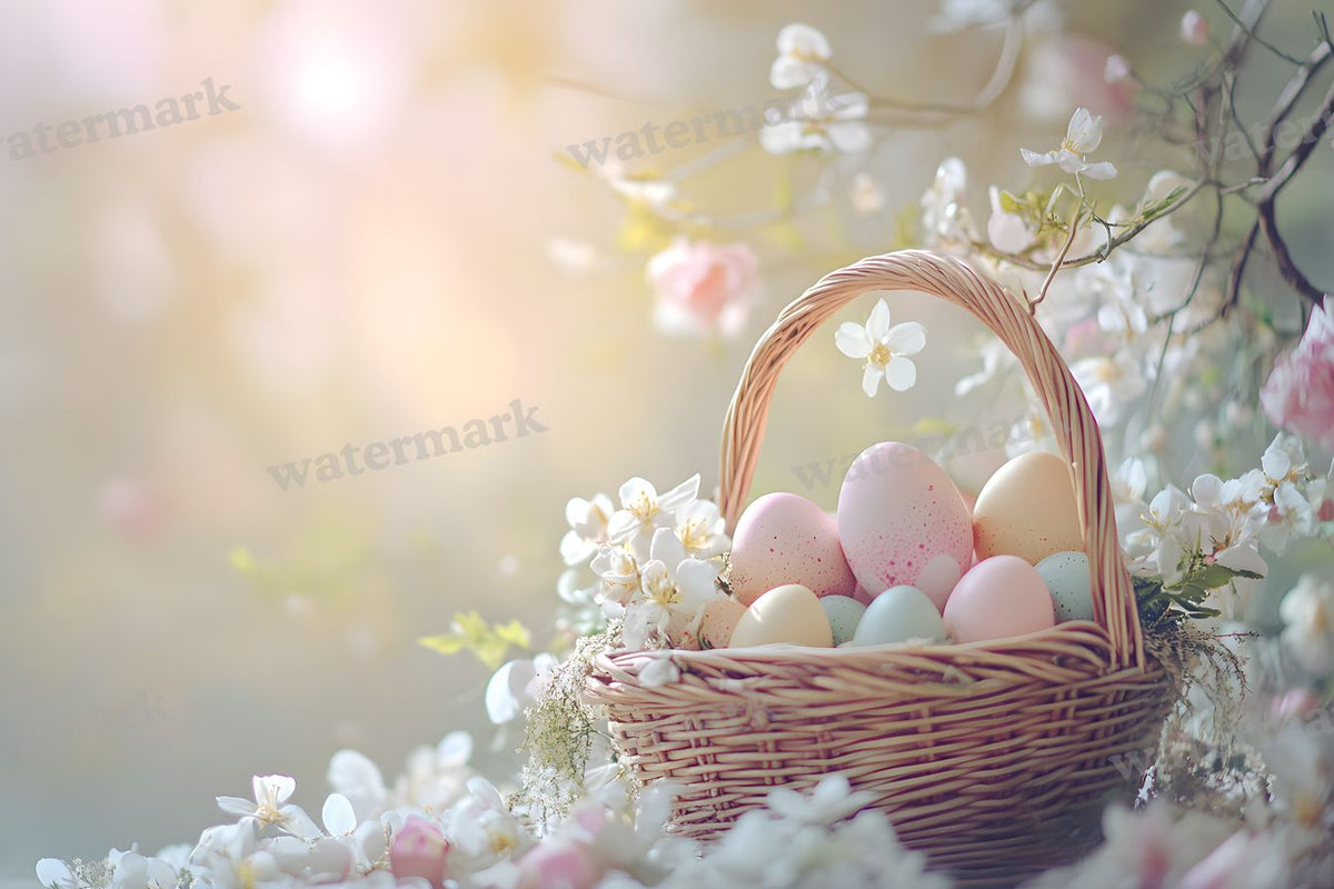 Pastel Easter Basket Backdrop Images