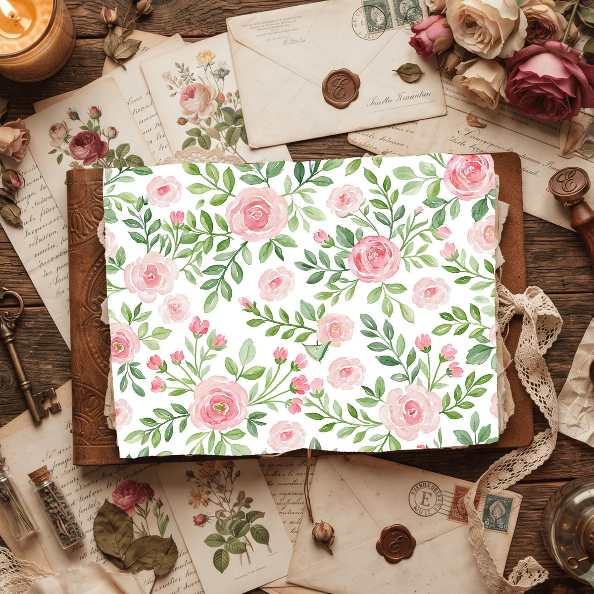 Pastel Pink & Green Watercolor Pattern