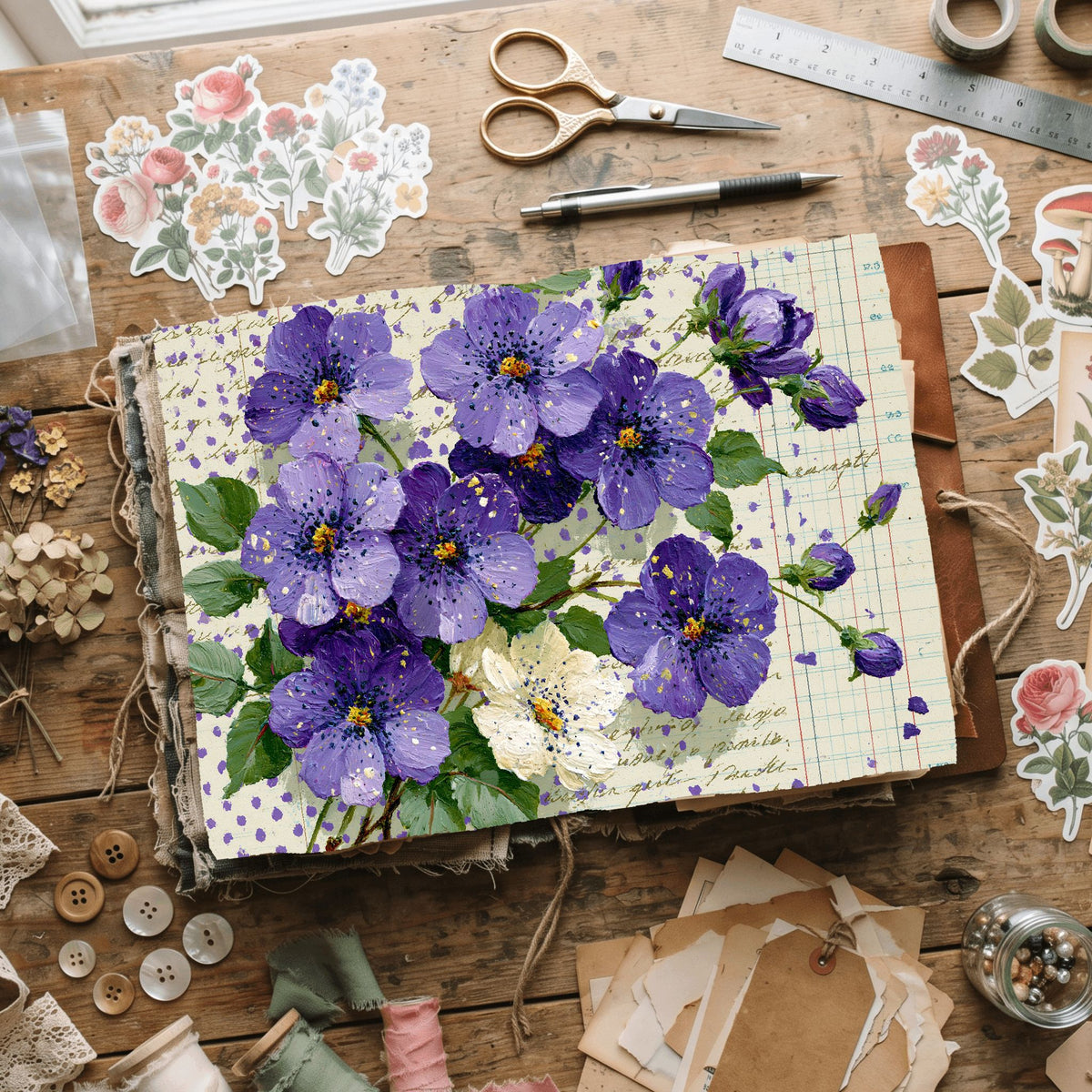Pastel Purple Shabby Chic Journal Paper