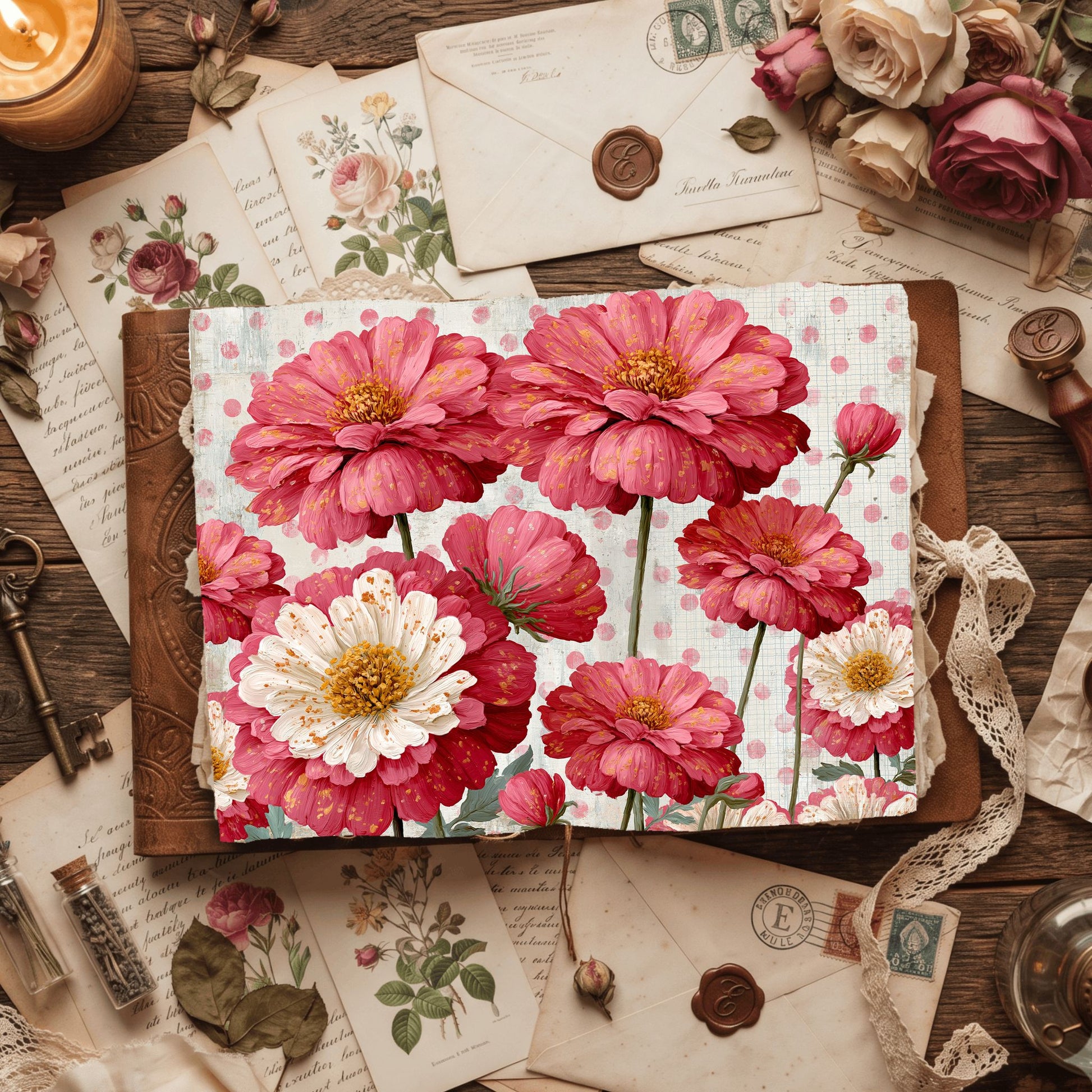 Pink & Gold Shabby Chic Journal Paper