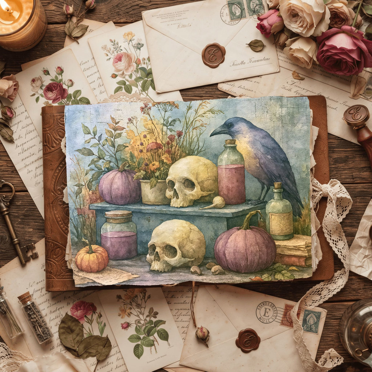 Purple Halloween Watercolor Art