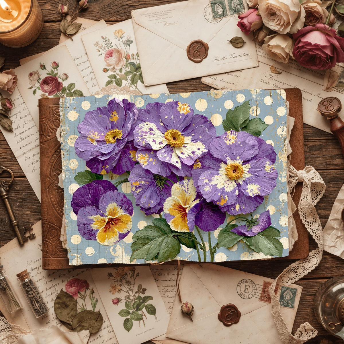 Purple Shabby Chic Journal Paper