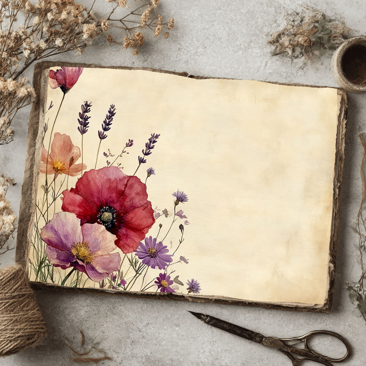 Purple Wildflower Corner Stationery