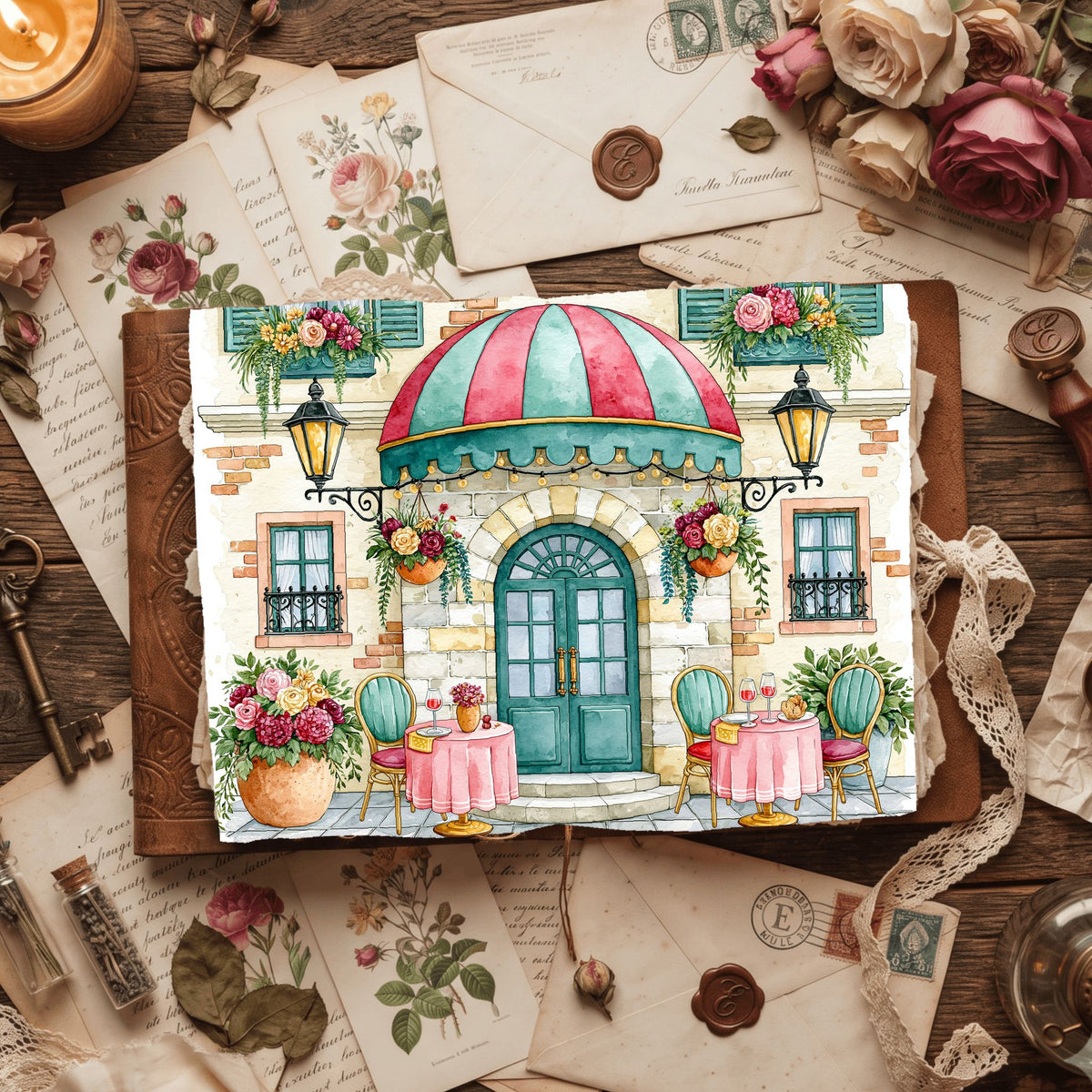 Romantic Parisian Cafe�� Watercolor