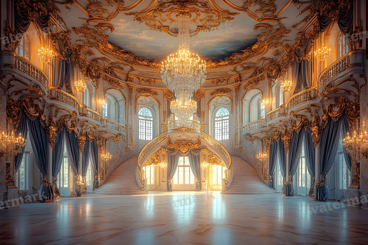 Royal Ornate Ballroom digital photo backdrop for photo editing, preview 5