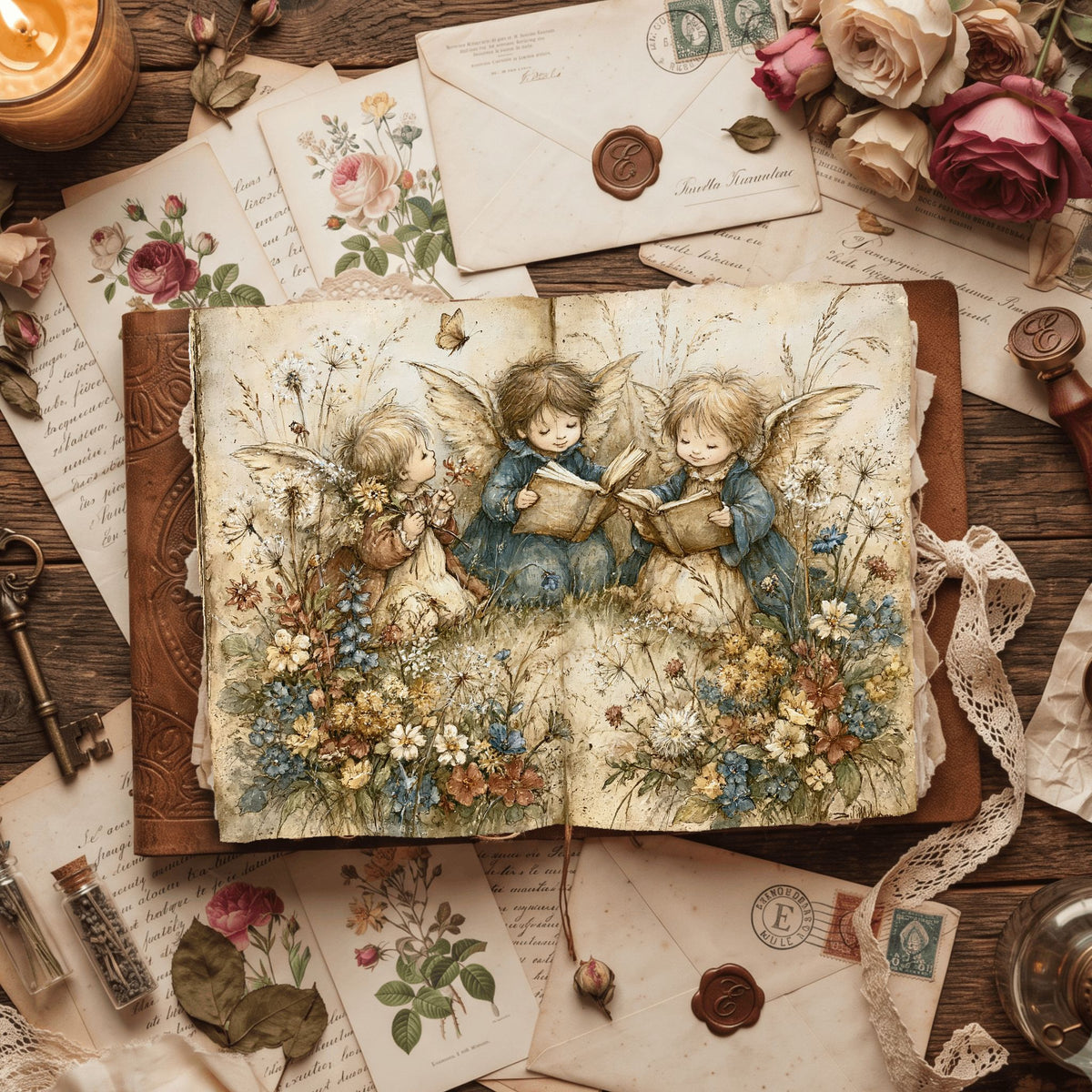 Rustic Angels & Wildflowers Journal Paper