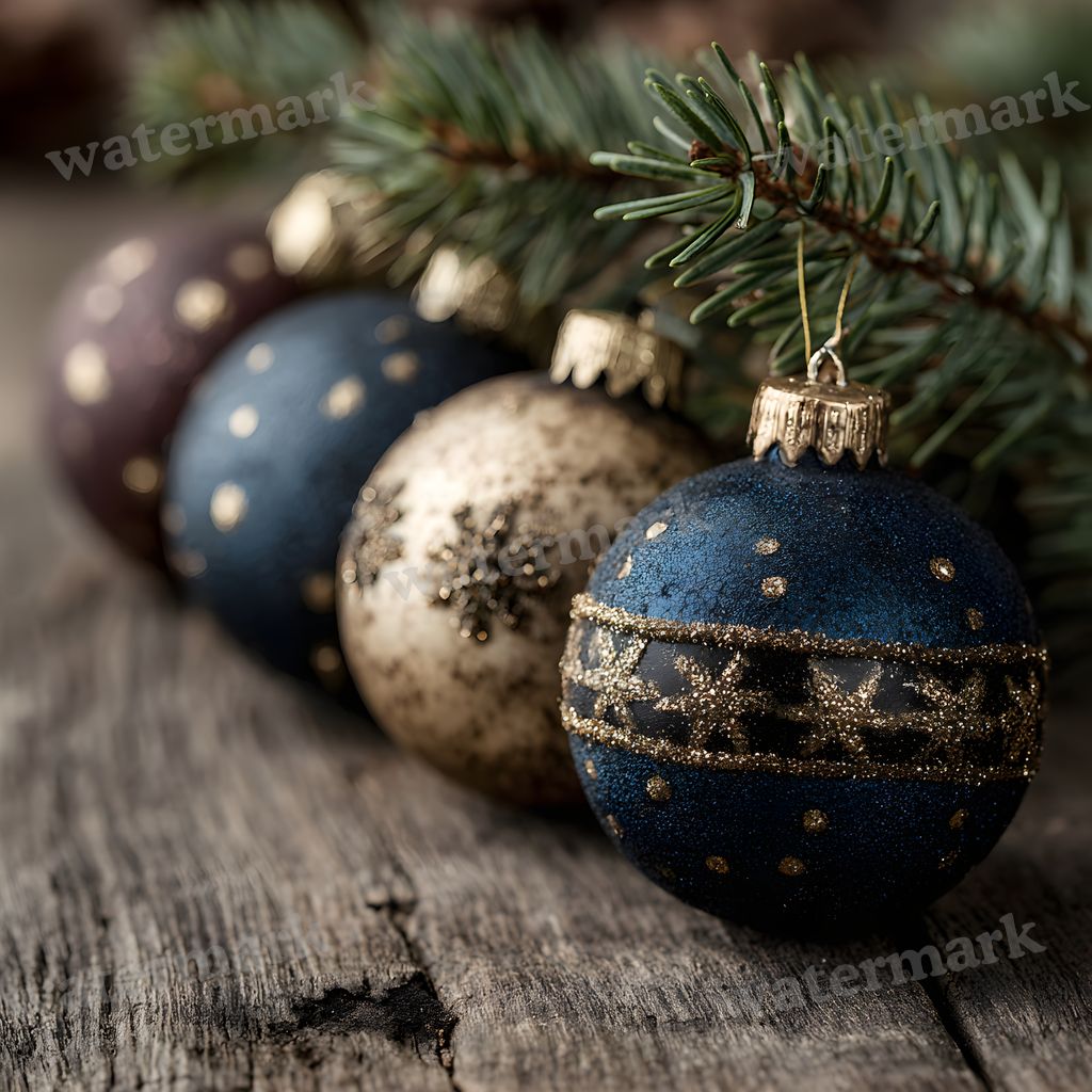 Sapphire Blue Gold Snowy Indoor Christmas Backdrop Images