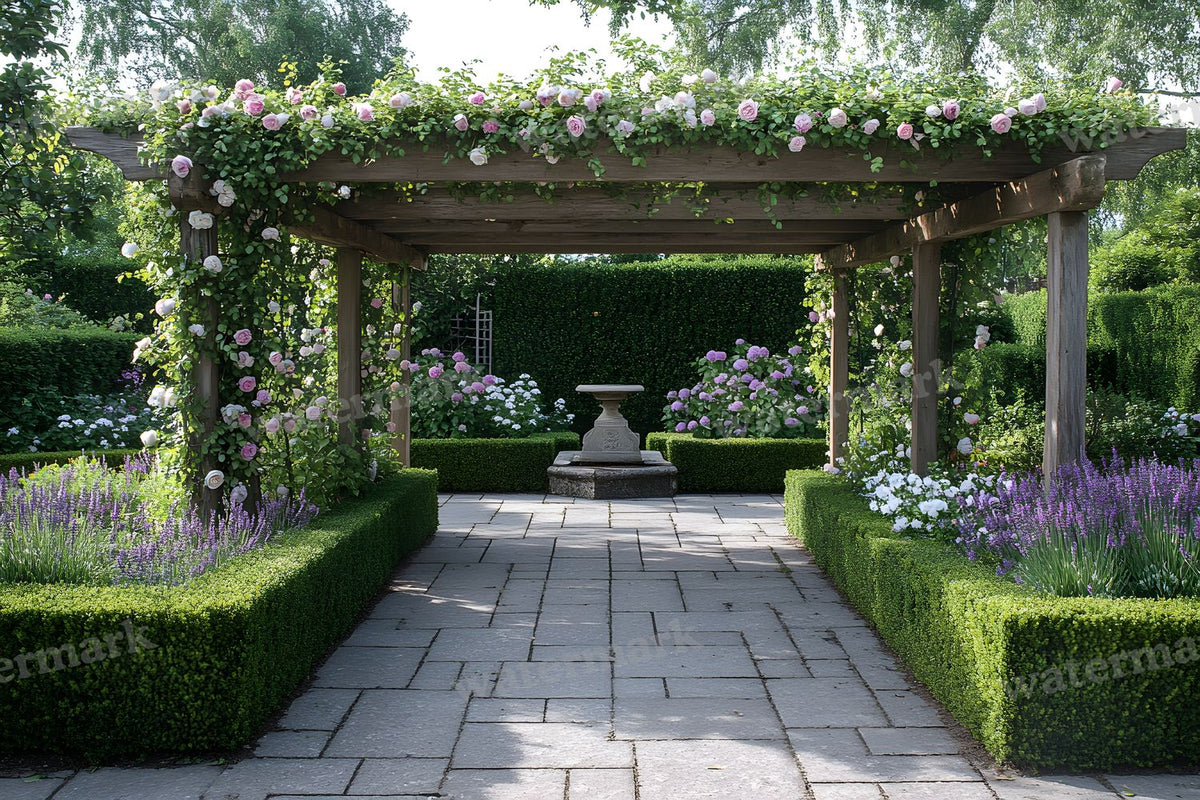 Secret Garden Pergola digital photo backdrop for photo editing, preview 5