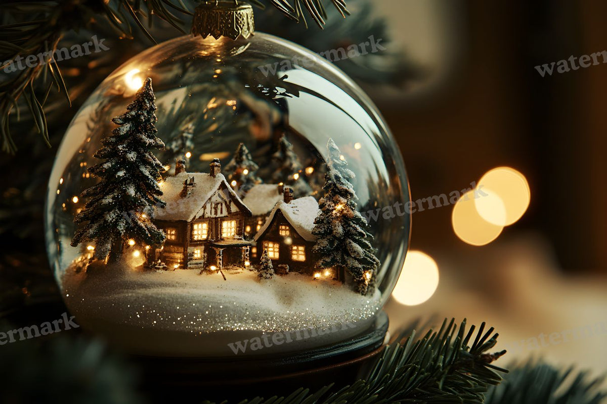 Snowy Snow Globe digital photo backdrop for photo editing, preview 5