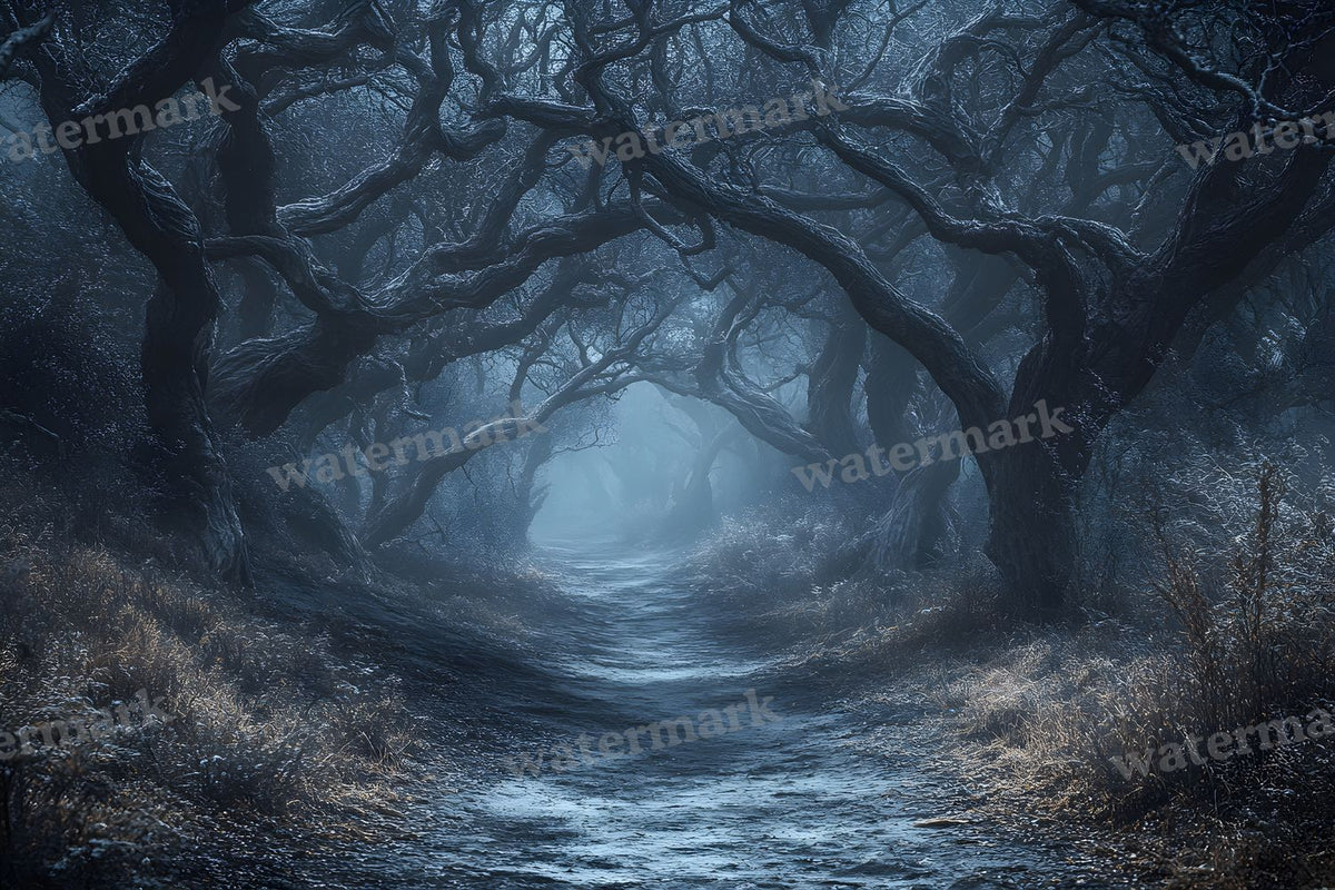 Spooky Forest digital photo backdrop for photo editing, preview 5