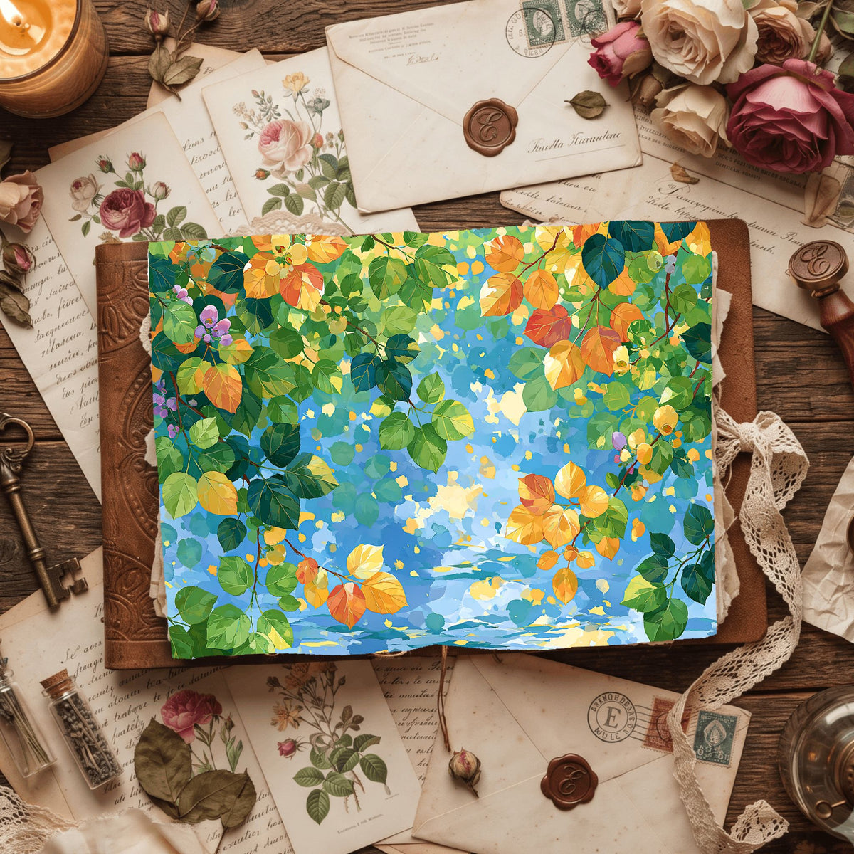 Sunlit Leaves Watercolor Texture