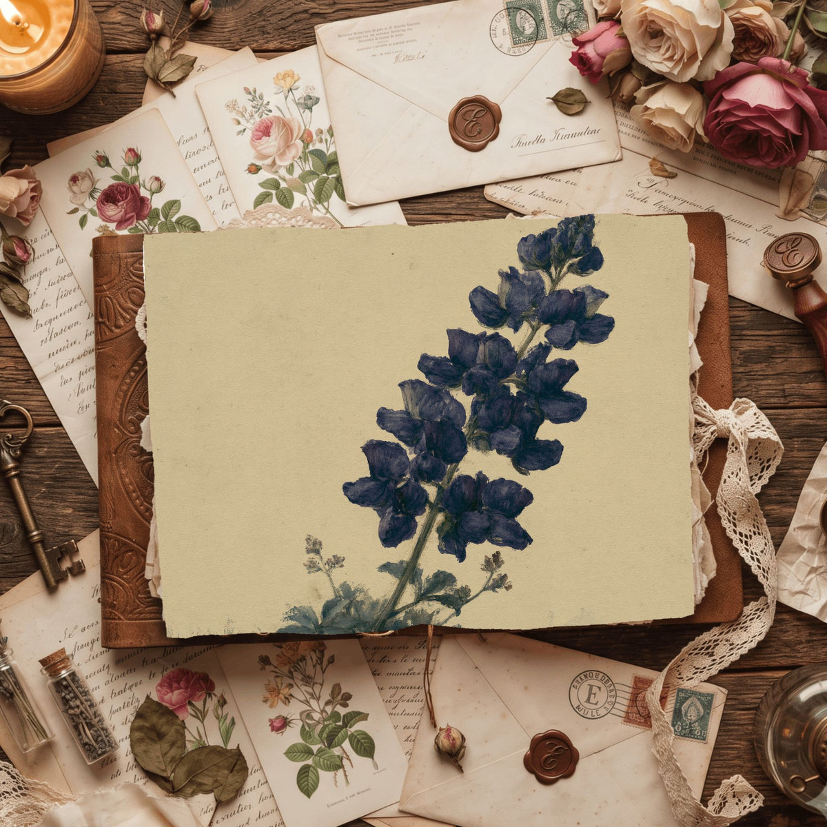 Vintage Arroyo Lupine Botanical Illustration