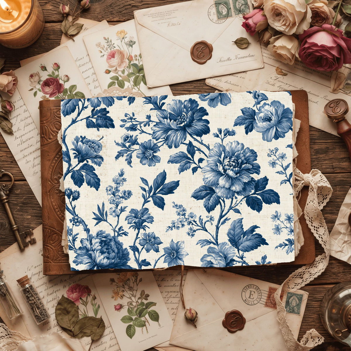 Vintage French Toile Floral Pattern