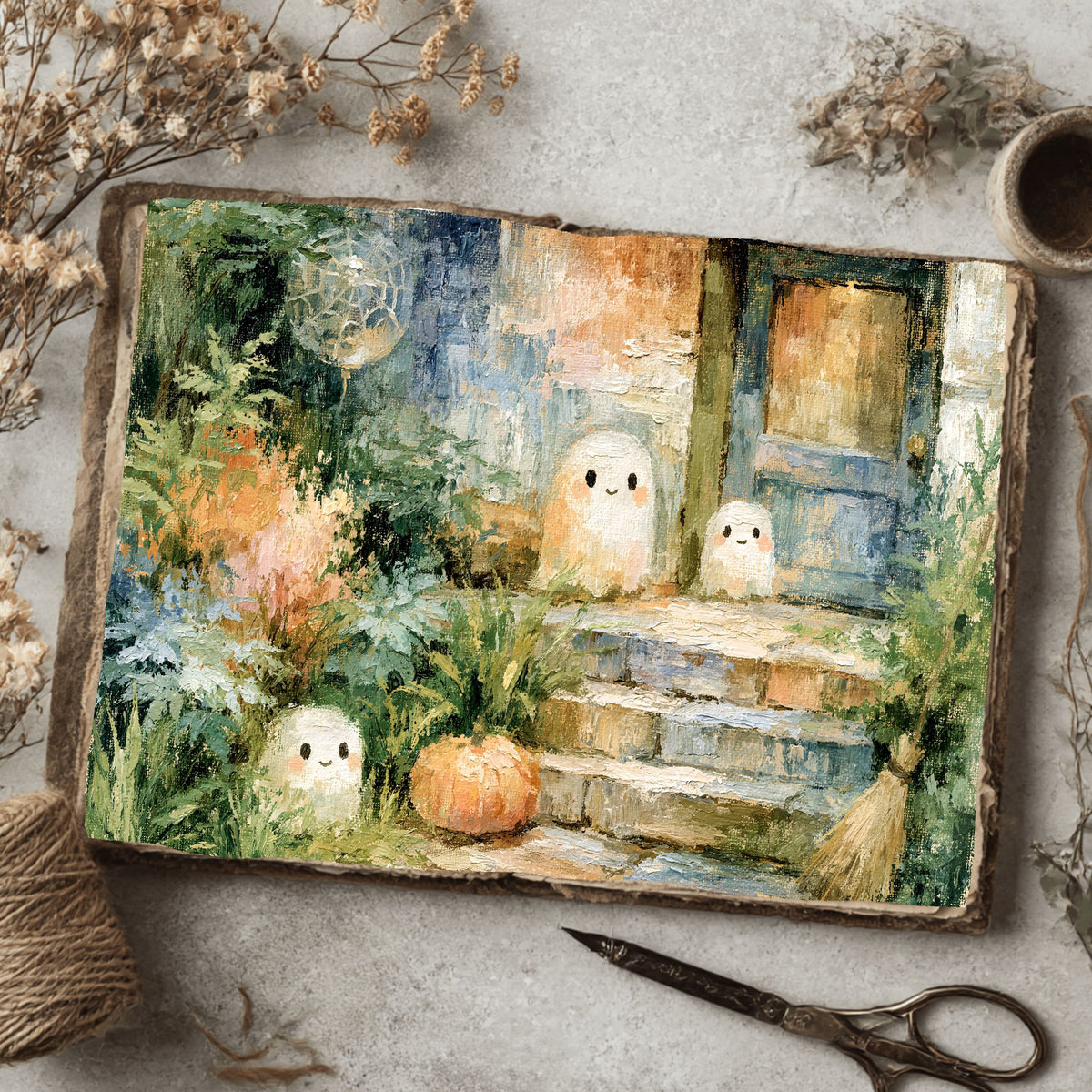 Vintage Halloween Oil Painting