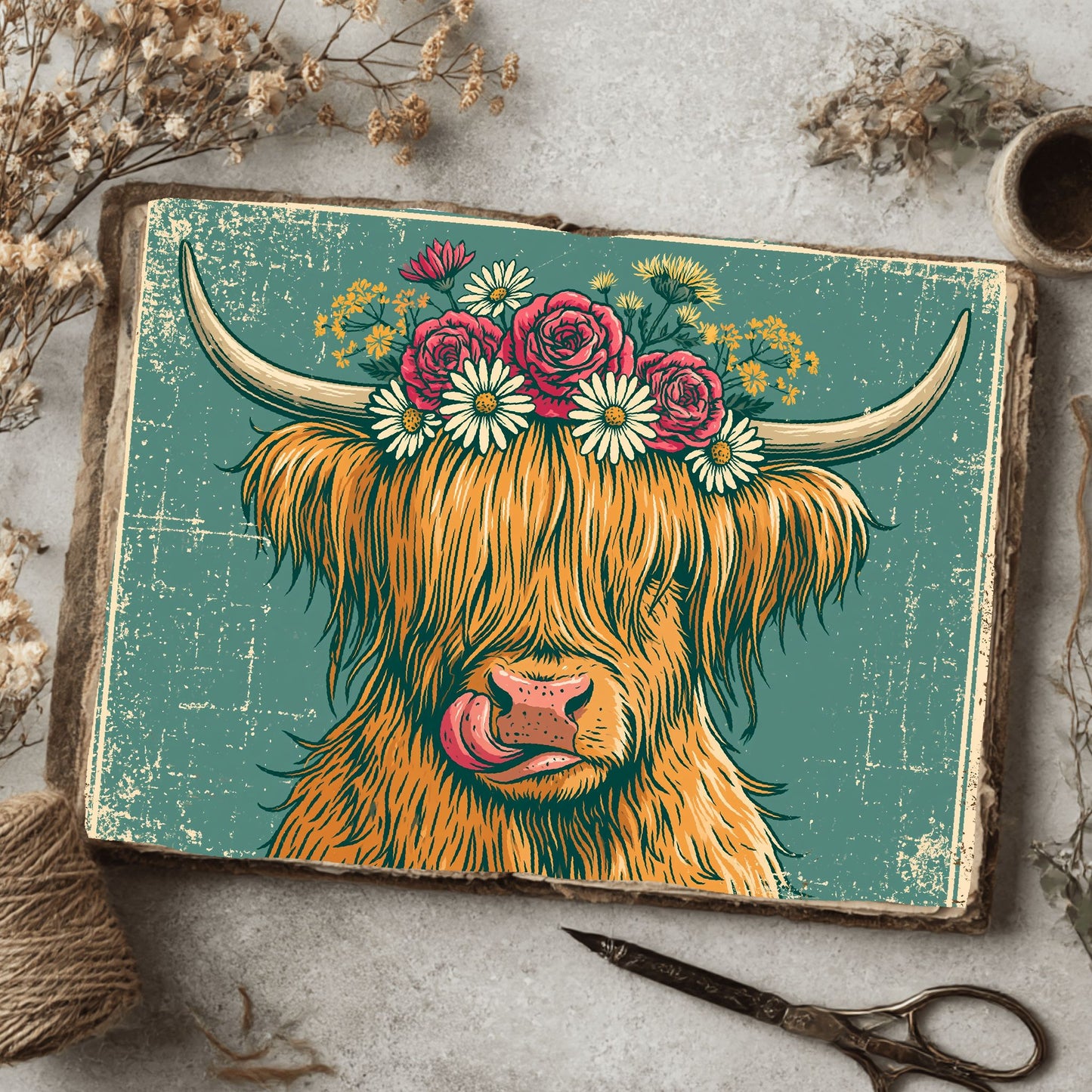 Vintage Highland Cow Tin Sign